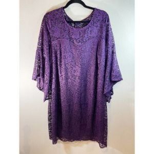 NWT Love Squared Plus Size Bell Sleeve Lace Dress Purple Size 2X